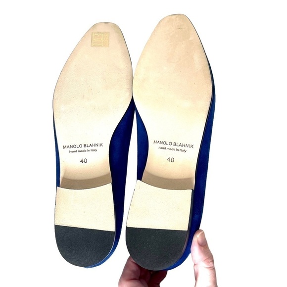 Manolo Blahnik Blue Suede Pitaka Loafers size 40 - Picture 6 of 8